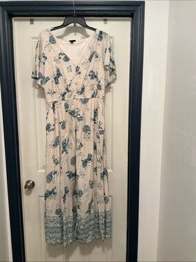 torrid Cream Dress with Blue Floral Print